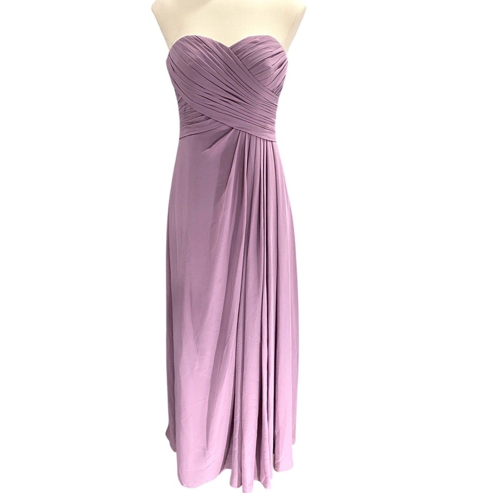 Azazie Lavender Strapless Chiffon Gown Sweetheart Bodice Bridesmaid 4